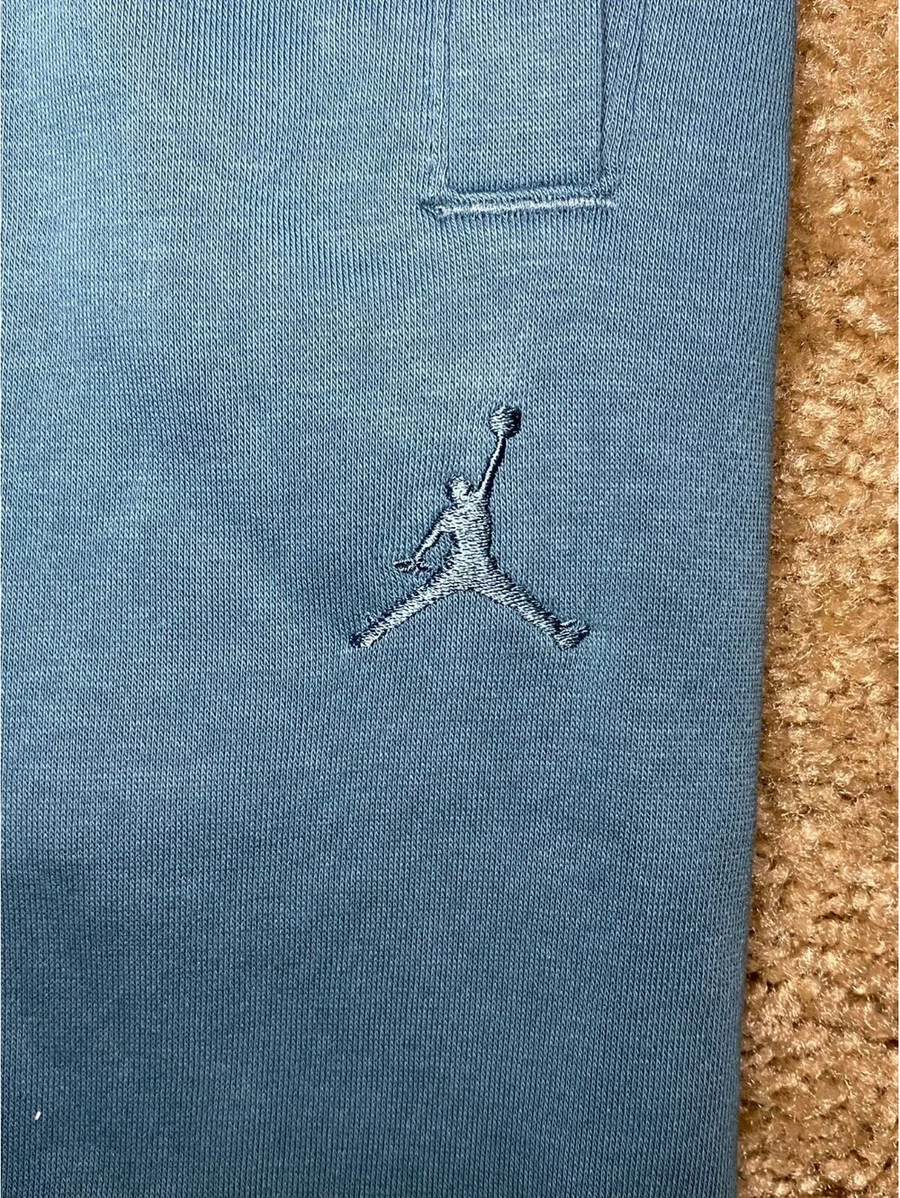 Jordan Sweatpants Mens Large Blue Spellout Logo Cotton Standard Fit Tapered Leg
